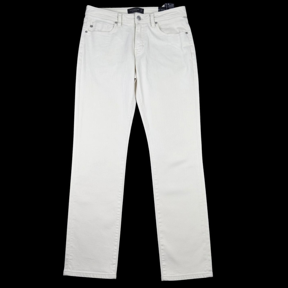 Liverpool Jeans Mens 33x32 Ivory Kingston Modern Slim Straight Stretch Denim